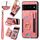 Per Google Pixel 6 Pro Custodia per telefono con portafoglio multi-carta Retro Skin-feel Ring (rosa)