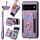 Per Google Pixel 6 Pro Retro Skin-feel Ring Multi-card Wallet Phone Case (Viola)