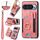 Per Google Pixel 9 / 9 Pro Custodia per telefono con portafoglio multi-carta Retro Skin-feel Ring (rosa)