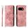 Per Google Pixel 9a Custodia in pelle con motivo a fiori in rilievo e portafoglio (rosa)