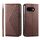 Per Google Pixel 9a Custodia per telefono magnetica in pelle di vitello con griglia cubica (marrone)
