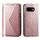 Per Google Pixel 9a Custodia per telefono magnetica in pelle di vitello con griglia cubica (oro rosa) Per Google Pixel 9a Custodia per telefono magnetica in pelle di vitello con griglia cubica (oro rosa)