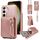 Per Samsung Galaxy S24+ 5G Custodia a tracolla con cerniera in pelle per telefono cellulare (oro rosa) Per Samsung Galaxy S24+ 5G Custodia a tracolla con cerniera in pelle per telefono cellulare (oro rosa)