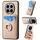 Custodia per telefono con anello porta carte in fibra di carbonio per Honor Magic7 Pro (cachi) Custodia per telefono con anello porta carte in fibra di carbonio per Honor Magic7 Pro (cachi)