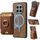 Per Honor Magic 7 Pro Retro Splittable Magnetic Stand Cart Bag Custodia in pelle per telefono (marrone)
