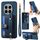 Custodia per telefono in pelle con cinturino a croce retrò per Honor Magic7 Pro (blu) Custodia per telefono in pelle con cinturino a croce retrò per Honor Magic7 Pro (blu)