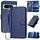 Per Google Pixel 8 Pro YX0070 Custodia in pelle con fibbia in fibra di carbonio e cordino (blu reale)