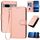 Per Google Pixel 7a YX0070 Custodia in pelle con fibbia in fibra di carbonio e cordino (rosa)