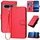 Per Google Pixel 7 Pro YX0070 Custodia in pelle con fibbia in fibra di carbonio e cordino (rosso)