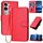 Per vivo Y300 / V40 Lite 4G / 5G IDN YX0070 Custodia in pelle con fibbia in fibra di carbonio con cordino (rosso)