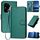 Per Honor 300 Pro / Honor 300 Ultra YX0070 Custodia in pelle con fibbia in fibra di carbonio e cordino (verde scuro)