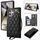 Per Samsung Galaxy S24 Ultra 5G Rhombic Dual Buckle Card Slots Custodia per telefono con cordino (nero)