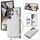 Per Samsung Galaxy S22 Ultra 5G Rhombic Dual Buckle Card Slots Custodia per telefono con cordino (bianco)