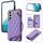 Per Samsung Galaxy S22+ 5G Rhombic Dual Buckle Card Slots Custodia per telefono con cordino (viola)