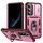 Per Samsung Galaxy S25 5G Custodia per telefono ibrida in TPU con supporto scorrevole Camshield (rosa + rosso rosa)