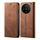 Custodia per cellulare in pelle flip con texture denim per vivo X100 (marrone) Custodia per cellulare in pelle flip con texture denim per vivo X100 (marrone)