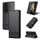 Custodia per telefono in pelle di vitello con texture magnetica per Honor 200 AZNS (nero)