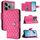 Custodia per cellulare in pelle con texture rombica Neo per Tecno Pova 6 con cordino (rosa rosso)