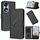 Custodia per telefono in pelle con fibbia a forma di triangolo per Honor 70 (nera)
