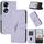 Custodia per telefono in pelle con fibbia a motivo triangolare per Honor 70 (viola chiaro) Custodia per telefono in pelle con fibbia a motivo triangolare per Honor 70 (viola chiaro)