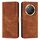 Custodia in pelle con motivo a strisce per Honor X9c / X60 Pro con cordino (marrone)