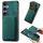 Per Samsung Galaxy S25 5G Retro Custodia in pelle con carta magnetica per telefono (verde)