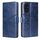 Custodia in pelle con cuciture geometriche per Honor 200 5G (blu)