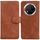 Custodia per telefono in pelle flip color puro per Honor X9c (marrone)