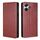 Per Redmi 13 4G Custodia per telefono magnetica in pelle tinta unita Gloss Oil (marrone)