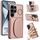 Per Samsung Galaxy S25 Ultra 5G Custodia per telefono con supporto ad anello e motivo a pelle (oro rosa) Per Samsung Galaxy S25 Ultra 5G Custodia per telefono con supporto ad anello e motivo a pelle (oro rosa)