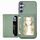 Per Samsung Galaxy S25 5G Custodia per telefono con blocco RFID e porta carte magnetiche in fibra di carbonio (verde)