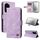 Custodia in pelle con bottoni in metallo per Honor 300 Pro Skin Feel Life Tree (viola)