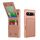Per Google Pixel 9 Pro XL Custodia per telefono in pelle con supporto verticale a ribalta (oro rosa)