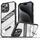 Per iPhone 15 Pro Max Plating Holder PC Hybrid TPU Custodia per telefono (nero trasparente) Per iPhone 15 Pro Max Plating Holder PC Hybrid TPU Custodia per telefono (nero trasparente)
