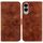 Per Samsung Galaxy S25 Edge 5G Custodia per telefono in pelle goffrata Lily (marrone)