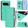 Per Google Pixel 10/10 Pro Custodia in pelle tinta unita con cordino (verde)