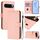 Per Google Pixel 10 Pro XL Custodia in pelle tinta unita con cordino (rosa)