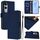 Per vivo V50 Lite 5G Custodia in pelle tinta unita con cordino (blu navy)