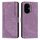 Custodia in pelle con motivo a strisce per Honor 300 con cordino (viola)