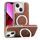 Per iPhone 13 Custodia per telefono con supporto MagSafe in pelle placcata (marrone) Per iPhone 13 Custodia per telefono con supporto MagSafe in pelle placcata (marrone)