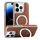 Per iPhone 14 Pro Custodia per telefono con supporto MagSafe in pelle placcata (marrone) Per iPhone 14 Pro Custodia per telefono con supporto MagSafe in pelle placcata (marrone)
