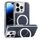 Per iPhone 14 Pro Custodia per telefono con supporto MagSafe in pelle placcata (blu) Per iPhone 14 Pro Custodia per telefono con supporto MagSafe in pelle placcata (blu)