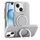 Per iPhone 15 Custodia per telefono con supporto MagSafe in pelle placcata (verde grigiastro) Per iPhone 15 Custodia per telefono con supporto MagSafe in pelle placcata (verde grigiastro)