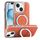 Per iPhone 15 Plus Custodia per telefono con supporto MagSafe in pelle placcata (arancione) Per iPhone 15 Plus Custodia per telefono con supporto MagSafe in pelle placcata (arancione)
