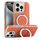 Per iPhone 15 Pro Max Custodia per telefono con supporto MagSafe in pelle placcata (arancione) Per iPhone 15 Pro Max Custodia per telefono con supporto MagSafe in pelle placcata (arancione)