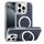 Per iPhone 16 Pro Max Custodia per telefono con supporto MagSafe in pelle placcata (blu)