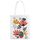 Borsa a mano in tela stampata con fiori, stampa su richiesta, dimensioni: 25x20 cm (bianco) Borsa a mano in tela stampata con fiori, stampa su richiesta, dimensioni: 25x20 cm (bianco)