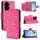 Custodia per telefono in pelle con texture rombica per Honor 300 5G con cordino (rosso rosa) Custodia per telefono in pelle con texture rombica per Honor 300 5G con cordino (rosso rosa)