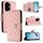 Custodia per telefono in pelle con texture rombica per Honor 300 5G con cordino (rosa corallo)