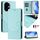 Custodia per telefono in pelle con stampa a nido d'ape RFID per Honor 300 5G (verde menta)